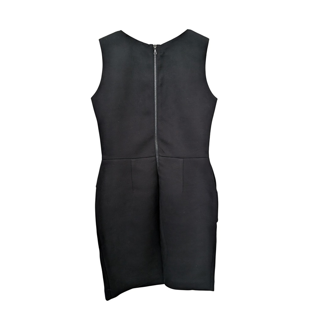 Sandro Black Sleeveless Peplum Ruffle Sheath Dress Size 3 Exposed Zipper - Picture 3 of 6